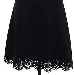Elegant Black Skirt with Floral Cut-outs Hem